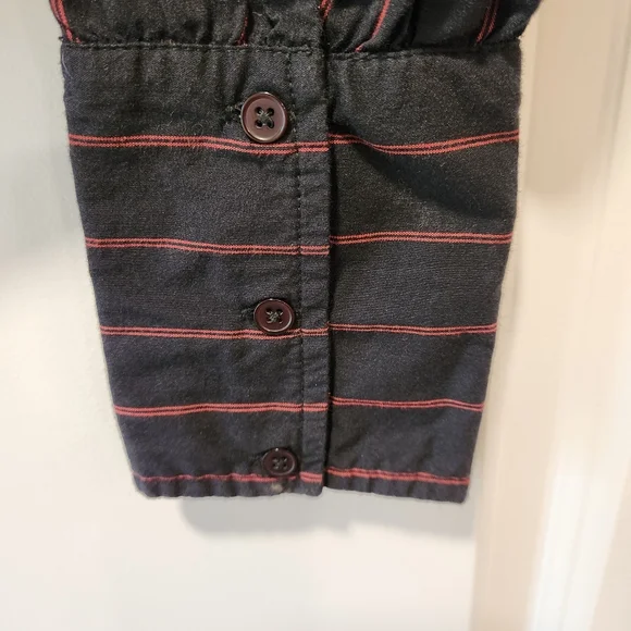 QUIZZ STRETCH WOMEN'S BLACK WITH RED STRIPES BLOUSE SIZE M - Picture 4 of 5